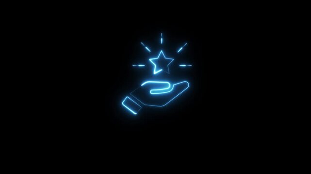 Glowing neon royalty rewards and redeem points animation isolated on black background