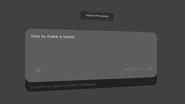 AI chat bot prompt interface animation isolated on grey background