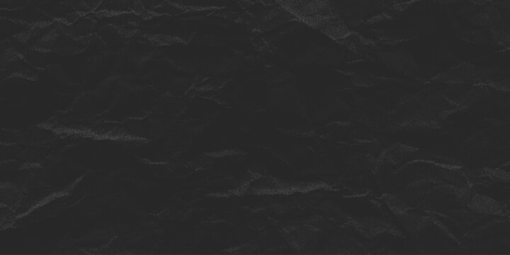 Black paper background with halftone dot crumpled texture. Noisy craft effect