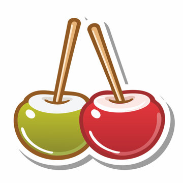 Two Candy Apples on Sticks