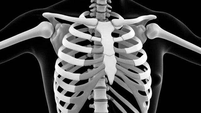 3D Human Ribcage Rotation: Medical Anatomy Visualization
