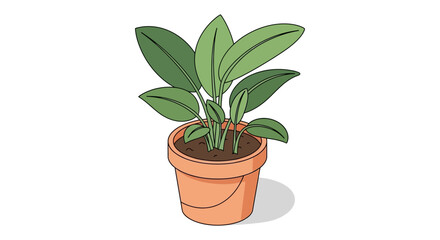 Fototapeta premium Cartoon potted plant illustration for design projects and commercial use