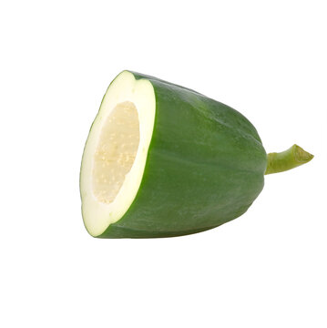 Half of green papaya with pedicle on transparent png