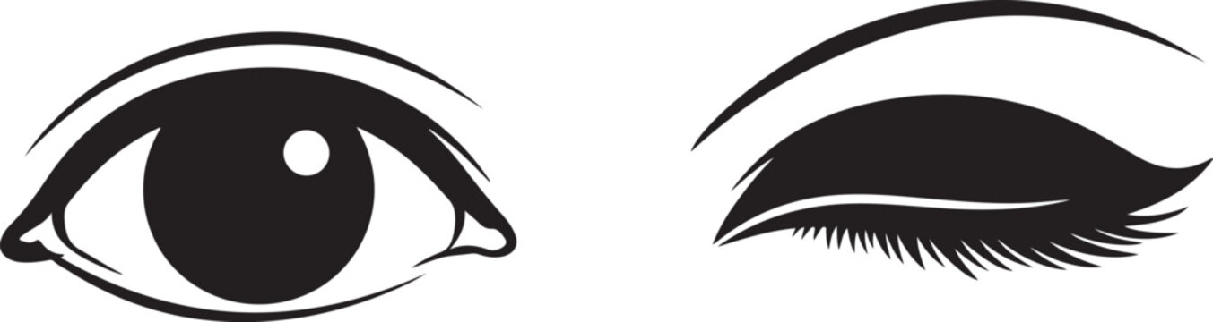 Black and white eye open and closed eyes open eye