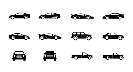 Collection of Silhouetted Cars and Trucks Various Models. © Adoh