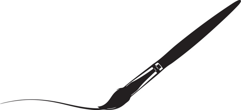 Black calligraphy pen nib with ink flow writing