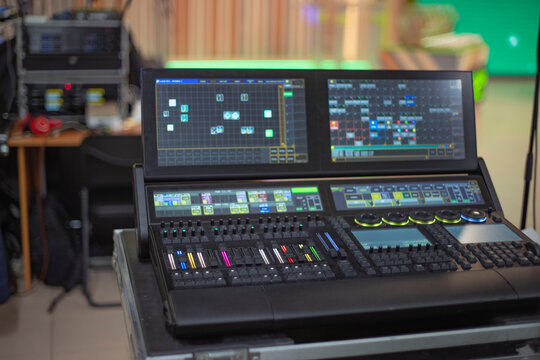 Professional Digital Lighting Control Console with Touch Screens and Copy Space