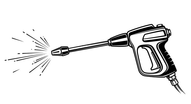 High pressure washer spraying water graphic illustration isolated design