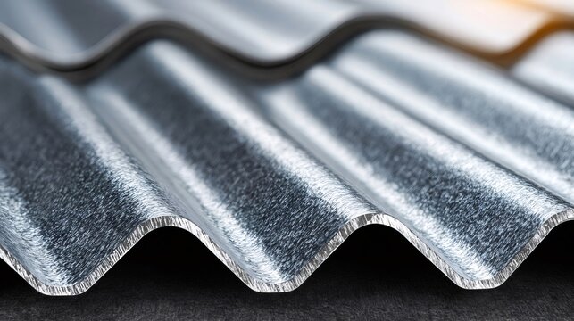 Corrugated metal sheet roofing material overlapping texture