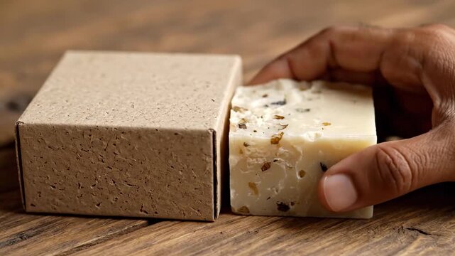 Handmade Soap and Packaging - A Close-Up Product Presentation.