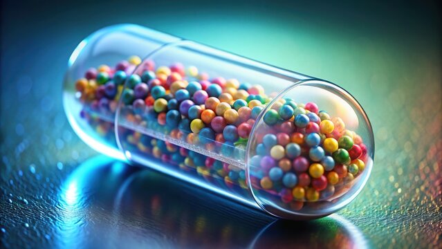 Vibrant Transparent Capsule with Colorful Decorative Balls Inside