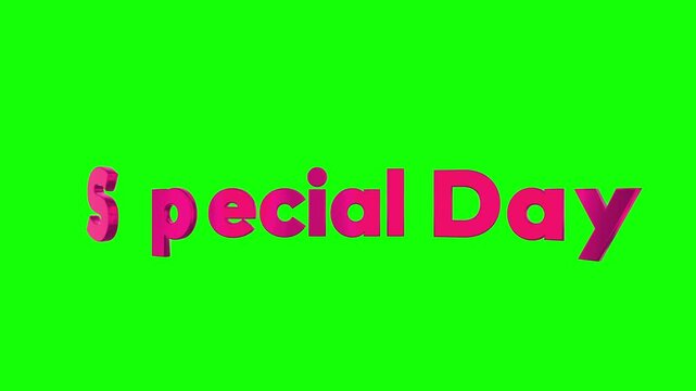 Animated pink text reveal on green background for special occasions and celebrations