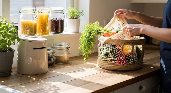 A person is chopping fresh vegetables on a wooden cutting board, preparing a healthy meal in a kitchen.