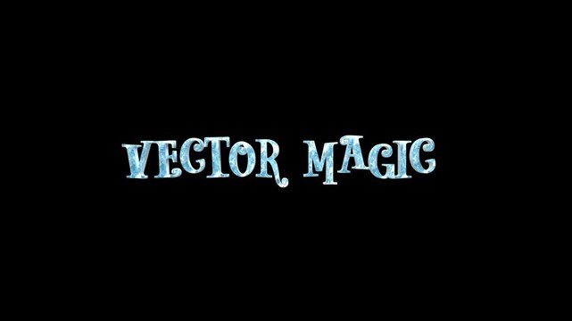 Glowing blue snowflakes and vector magic text on black background with sparkling particles