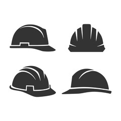 Fototapeta premium Set of Safety Helmet Icons and Hard Hat Silhouettes for Construction Site Engineering and Worker Protection Branding Vector Icon Illustration