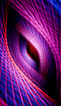 Abstract glowing neon lines forming a colourful dynamic vortex