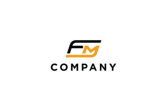 letter fm abstract business logo modern design minimalist template