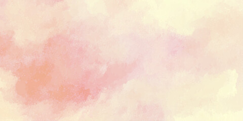 Fototapeta premium Soft pink and peach watercolor background with abstract clouds, Pastel colored texture for design and decoration