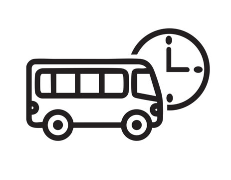 Bus schedule or timetable icon with clock public transport bus stop schedule timetable planning