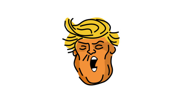 US president caricature, flat vector illustration