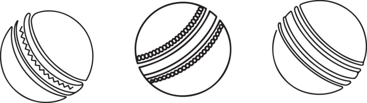 Cricket ball icon single line art drawing outline.one line art icon drawing vector