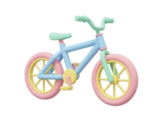 Fototapeta premium Charming Pastel Bicycle Illustration - A Whimsical 3D Render Perfect for Children's Themes and Joyful Designs