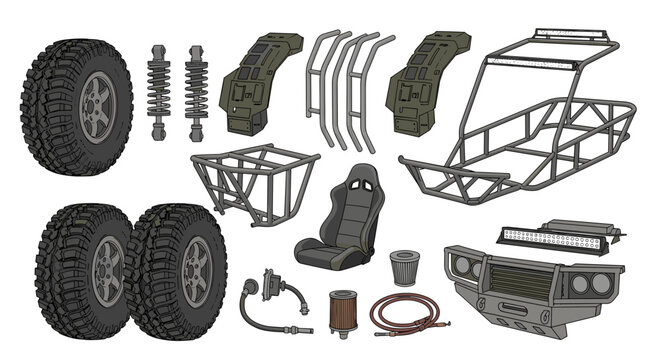 Extreme Off-Road Vehicle Components and Chassis Frame Set