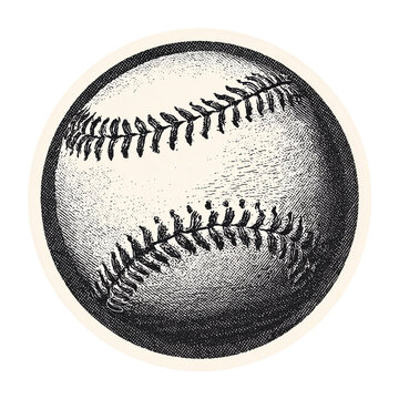 Vintage Halftone Baseball Sticker - Retro Sport Decal Isolated on Transparent Background (PNG)