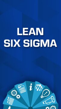 Lean Six Sigma Business Symbols Circular Blue Vertical Text 