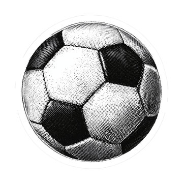 Halftone Soccer Ball Sticker - Black and White Football Illustration Isolated on Transparent Background (PNG)