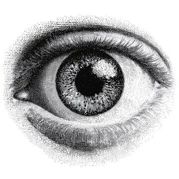 Top View Eyeball - Halftone Print Style Isolated on Transparent Background (PNG)