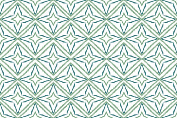 Fototapeta premium Emerald and Sage Green Star-Shaped Ikat Seamless Pattern, Modern Boho Geometric Textile Design.