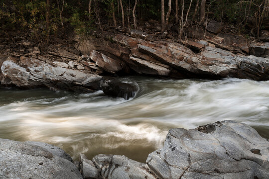 water flowing over rocks