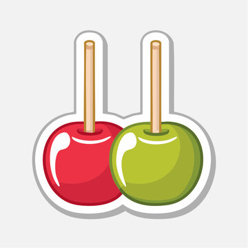 Two Candy Apples, Red and Green
