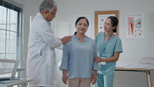 Asian professional doctor providers deliver consultation to senior woman patient.healthcare help,feedback or support,optimal wellness.medical with Asian doctor talking or speaking of test results