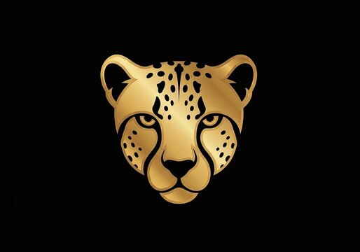 Golden cheetah head logo icon on black background