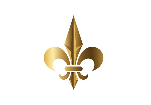 Golden fleur de lis symbol isolated on white background