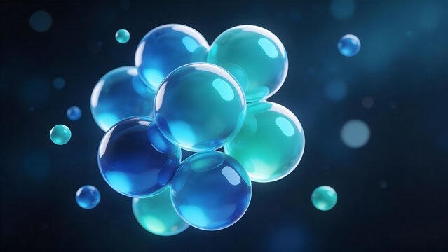 Blue glowing bubbles cluster