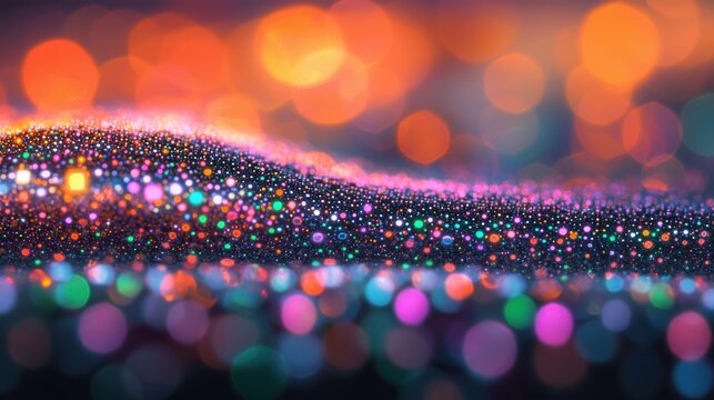 Electronic dot structures quantum semiconductor arrays multicolor luminescent particles shallow depth field bokeh effect nanotechnology visualization