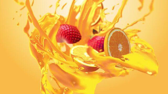 Tropical fruit juice splash background
