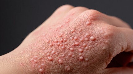 Fototapeta premium Close-up Detail of Skin Affected by Allergic Reaction with Blisters