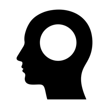 Premium Quality Black Head Profile Icon with Center Hole, Isolated on Transparent Background for Web and App Design