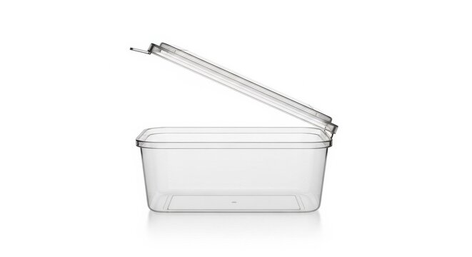 Clear Plastic Food Storage Container with Hinged Lid