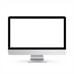 Fototapeta premium Desktop computer monitor with silver stand and black frame isolated on white background.