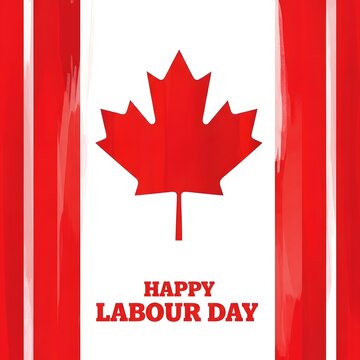 Celebrate canada day vibrant canadian flag with maple leaf 'happy labour day' text national pride