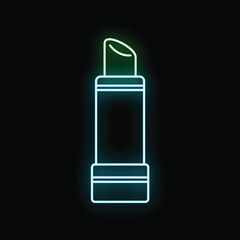 Obraz premium Lipstick product creating a glowing neon line art effect on a black background