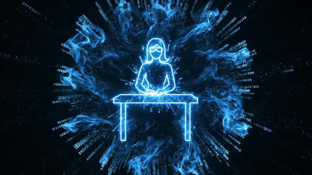 A blue explosion of light and energy on a black background