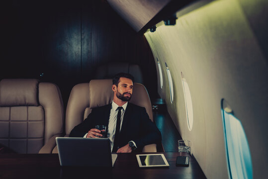 Businessman on private jet
