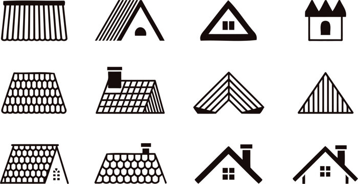Roof designs and house tops in various styles and patterns
