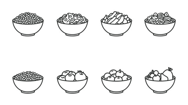 Variety of Ingredients in Bowls: A visual guide showcases an array of ingredients elegantly arranged in various bowls, offering a glimpse into the diverse components of culinary creations.